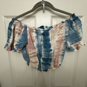 Ocean Drive Tie-Dye Off-Shoulder Crop Top size Medium